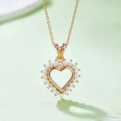 Moissanite 925 Sterling Silver Heart Pendant Necklace Rose Gold One Size Moissanite - Tophatter Daily Deals