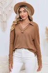 Lapel Collar Dropped Shoulder Blouse Blouses - Tophatter Daily Deals