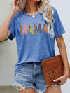 MAMA Leopard Graphic Short Sleeve Tee Cobalt Blue Women's T-Shirts - Tophatter Daily Deals