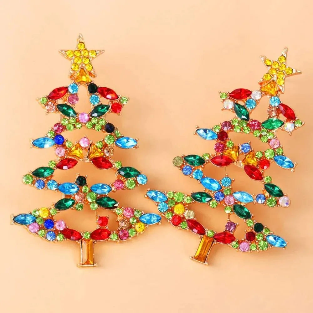 Christmas Tree Rhinestone Alloy Earrings Earrings - Tophatter Daily Deals