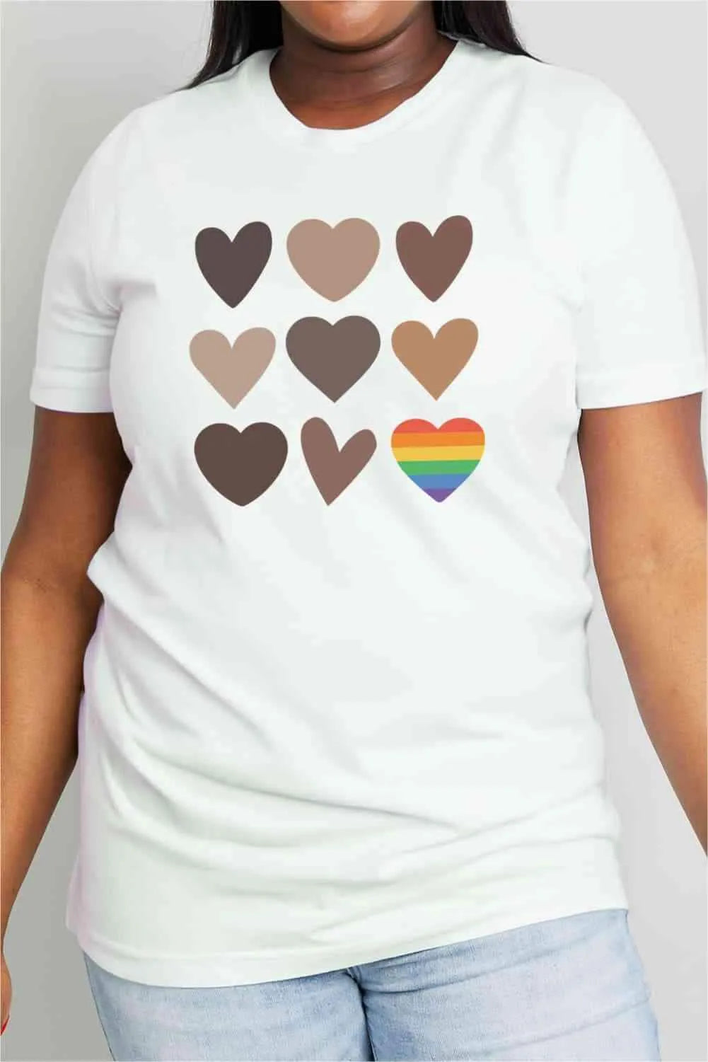 Simply Love Simply Love Full Size Heart Graphic Cotton Tee Bleach Women's T-Shirts - Tophatter Daily Deals