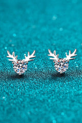 925 Sterling Silver Reindeer-Shaped Moissanite Earrings Moissanite - Tophatter Daily Deals