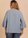 Plus Size Contrast Spliced Lace Three-Quarter Sleeve Blouse Blouses - Tophatter Daily Deals