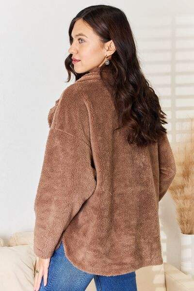 Culture Code Double Breasted Fuzzy Coat Blouses - Tophatter Daily Deals