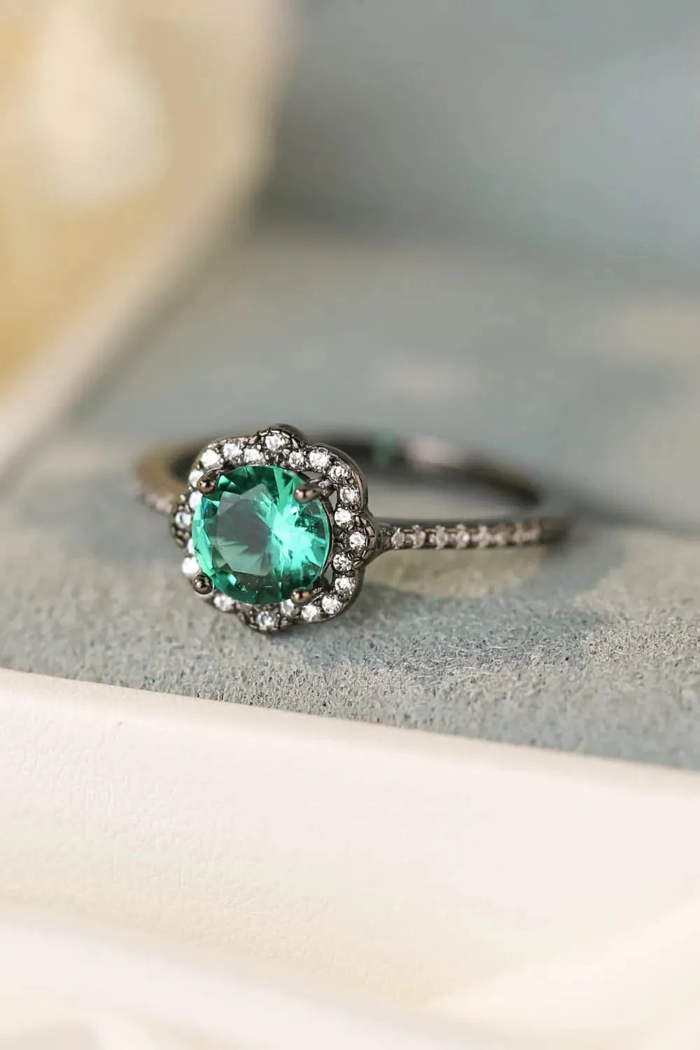 Paraiba Blue Zircon Flower Shape Ring Rings - Tophatter Daily Deals