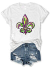 Mardi Gras Graphic Round Neck Short Sleeve T-Shirt Women's T-Shirts - Tophatter Daily Deals