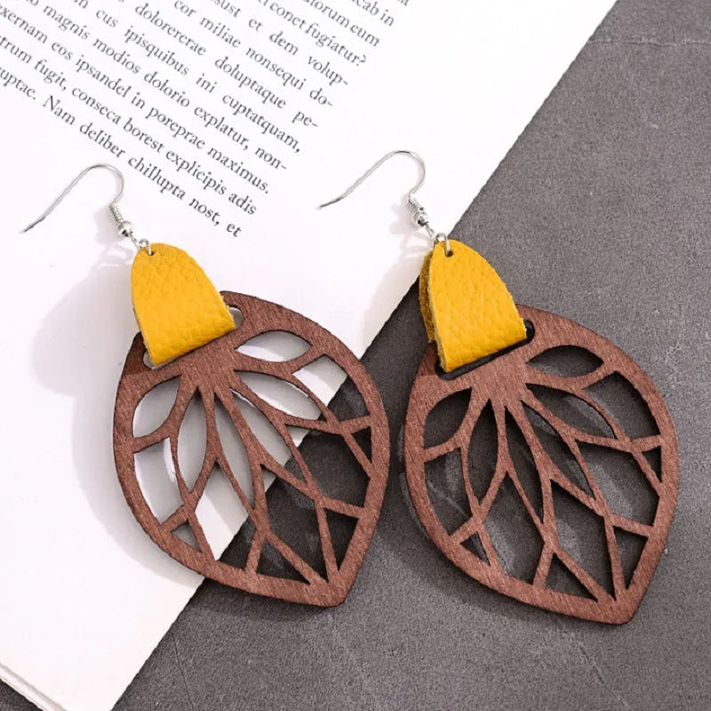 Leaf Drop Earrings Mustard One Size Earrings - Tophatter Daily Deals