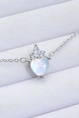 925 Sterling Silver Moonstone Heart Pendant Necklace Moonstone - Tophatter Daily Deals
