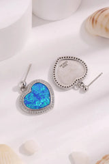 Platinum-Plated Opal Heart Earrings Opal - Tophatter Daily Deals