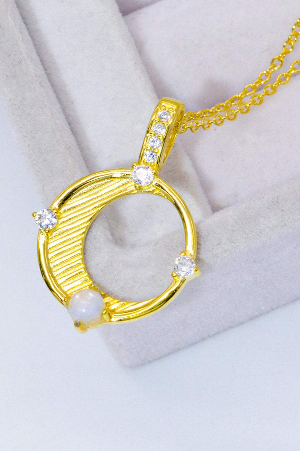 Inlaid Zircon and Natural Moonstone Pendant Necklace Moonstone - Tophatter Daily Deals