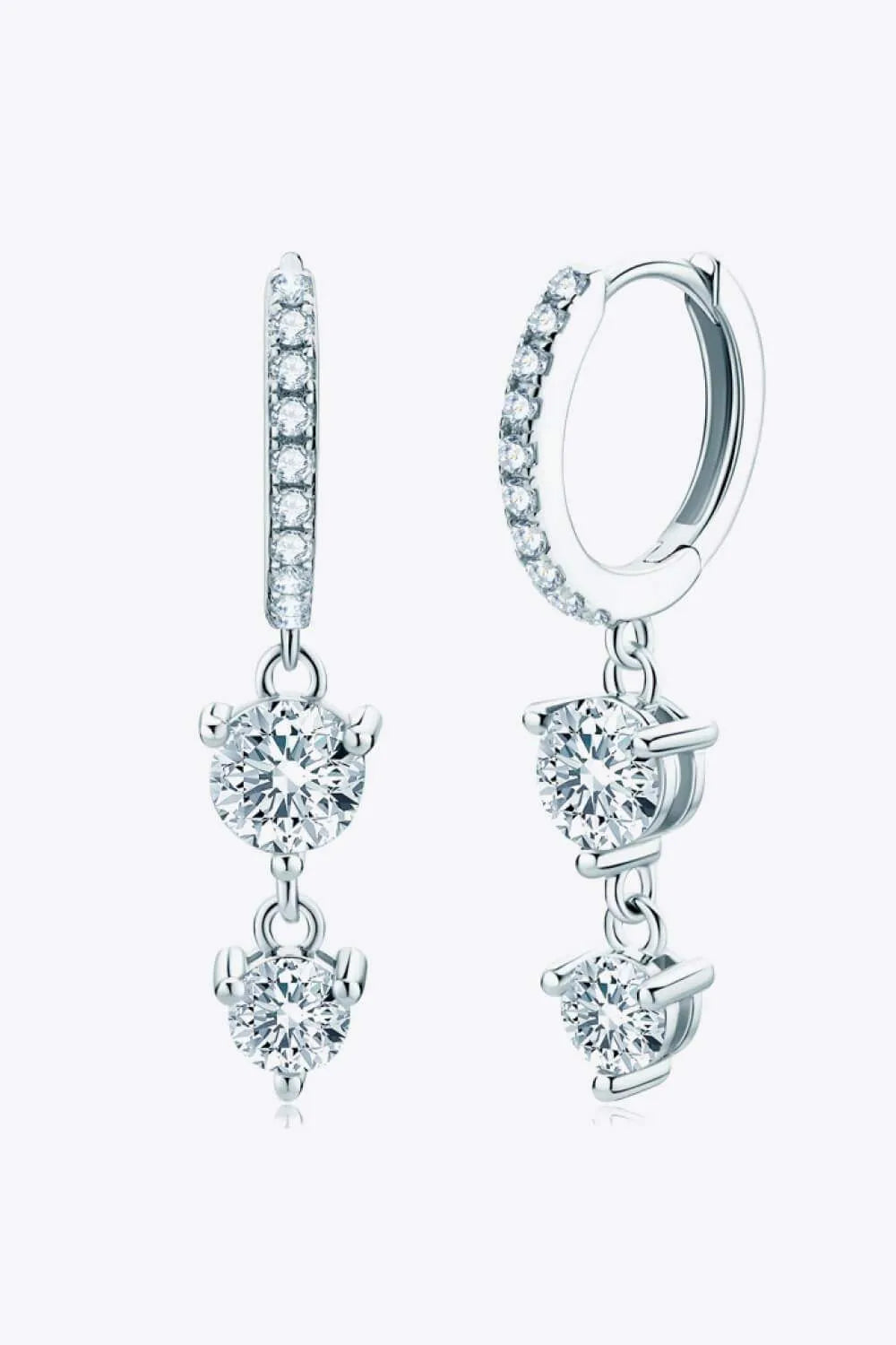 Adored Be The One Moissanite Drop Earrings Silver One Size Moissanite - Tophatter Daily Deals