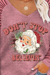 Plus Size DON'T STOP BELIEVIN Striped Long Sleeve T-Shirt Women's T-Shirts - Tophatter Daily Deals