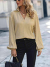 Johnny Collar Long Sleeve Blouse Blouses - Tophatter Daily Deals