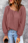 Square Neck Waffle-Knit Top Blouses - Tophatter Daily Deals