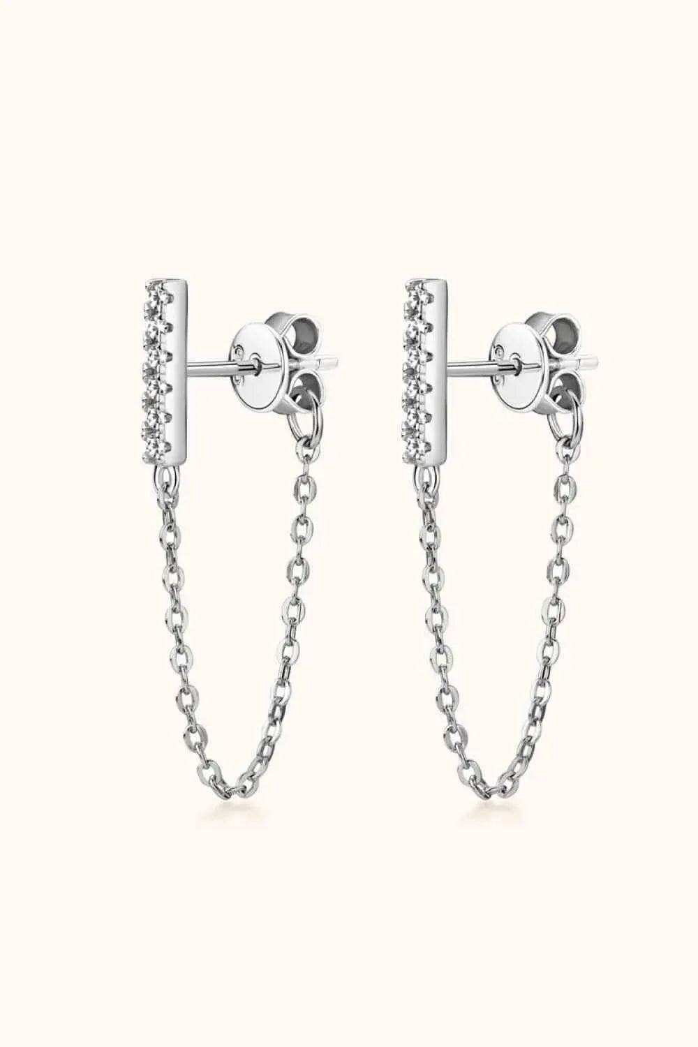Moissanite 925 Sterling Silver Connected Earrings Silver One Size Moissanite - Tophatter Daily Deals