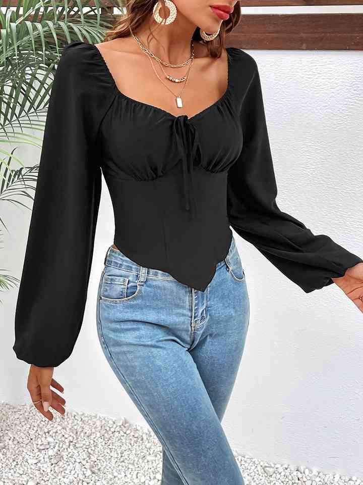 Raglan Sleeve Square Neck Blouse Blouses - Tophatter Daily Deals