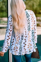 Leopard Ruffle Hem Babydoll Blouse Blouses - Tophatter Daily Deals