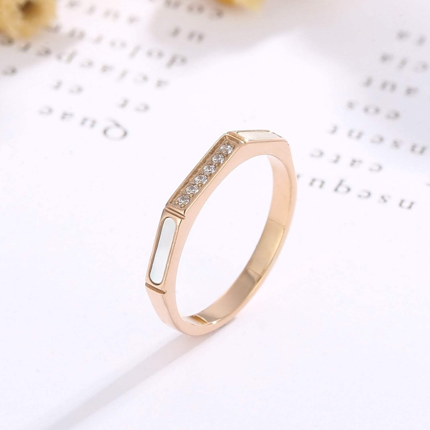 Stainless Steel Inlaid Zircon Ring Rose Gold Rings - Tophatter Daily Deals