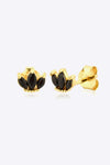 925 Sterling Silver Zircon Decor Stud Earrings Gold Black One Size Earrings - Tophatter Daily Deals