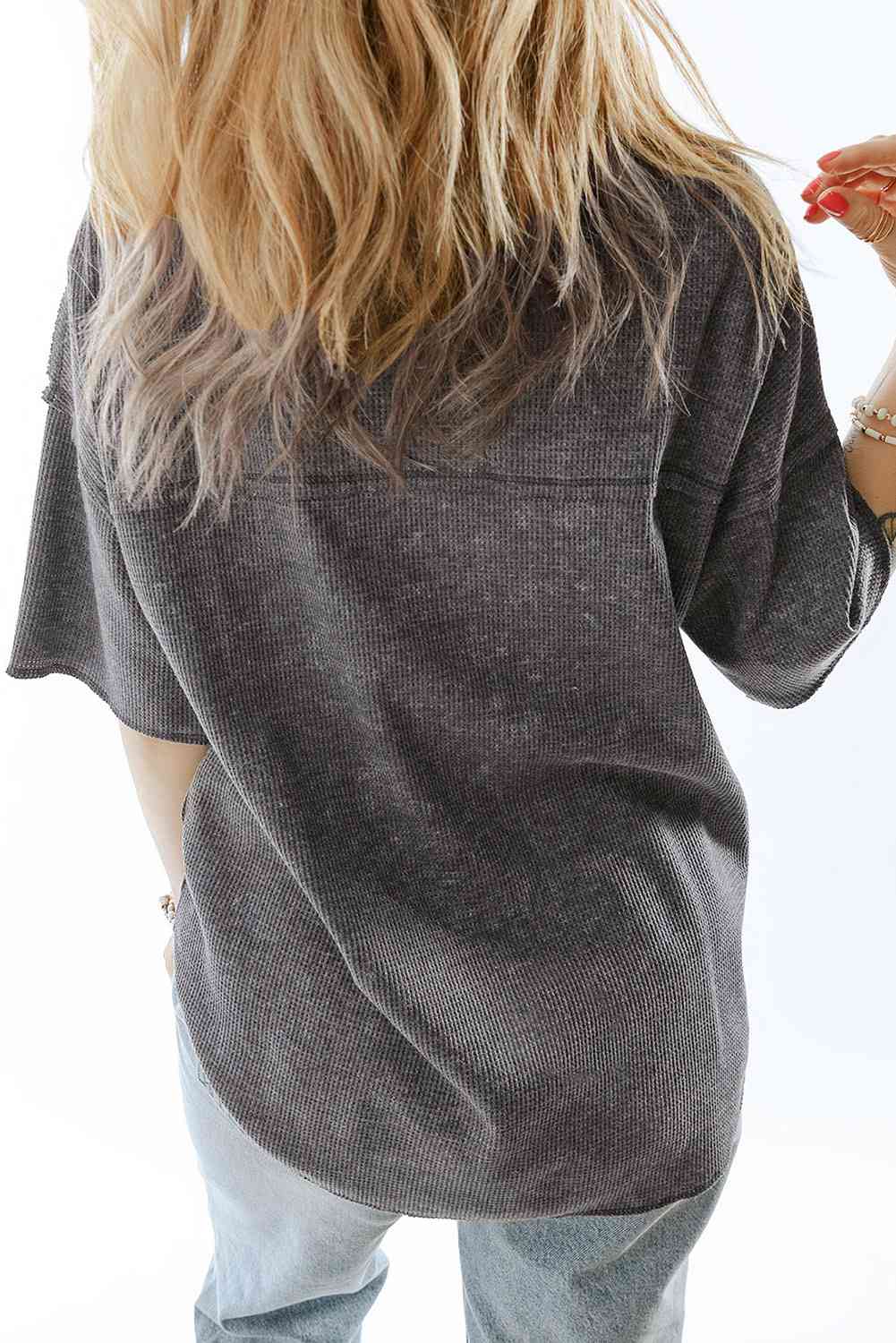 V-Neck Dropped Shoulder Tee Women's T-Shirts - Tophatter Daily Deals