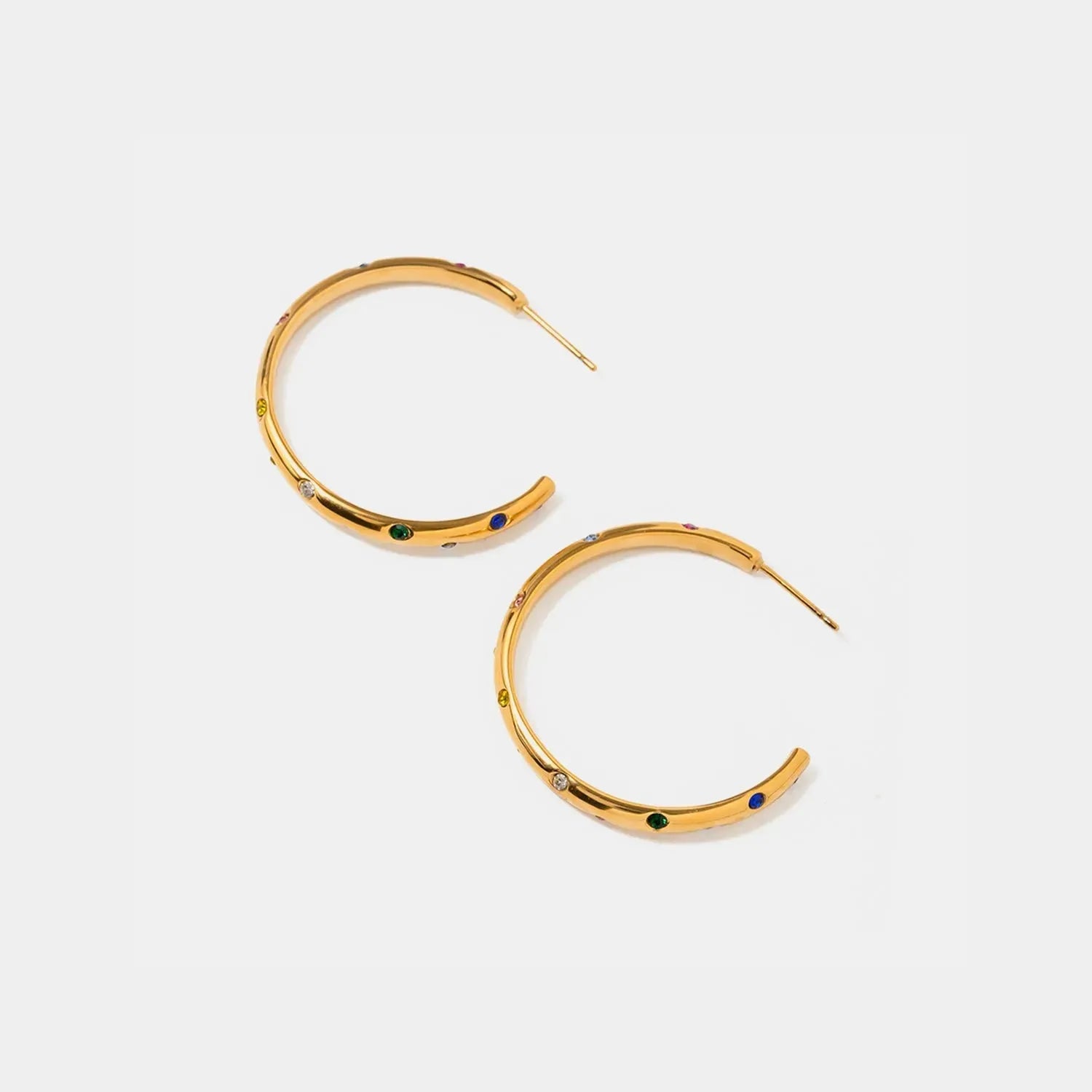 Zircon 18K Gold-Plated C-Hoop Earrings Multicolor One Size Earrings - Tophatter Daily Deals