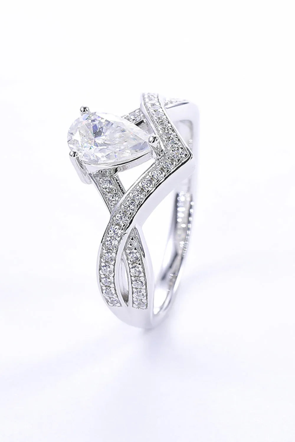 1 Carat Moissanite Teardrop 925 Sterling Silver Ring Rings - Tophatter Daily Deals