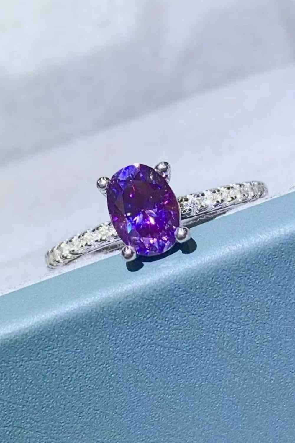 1 Carat Purple Moissanite 4-Prong Ring Moissanite - Tophatter Daily Deals