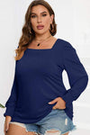 Plus Size Square Neck Lantern Sleeve T-Shirt Women's T-Shirts - Tophatter Daily Deals