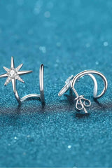 Moissanite Star Rhodium-Plated Earrings Moissanite - Tophatter Daily Deals