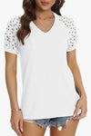 Short Sleeve V-Neck Tee White Women's T-Shirts - Tophatter Daily Deals