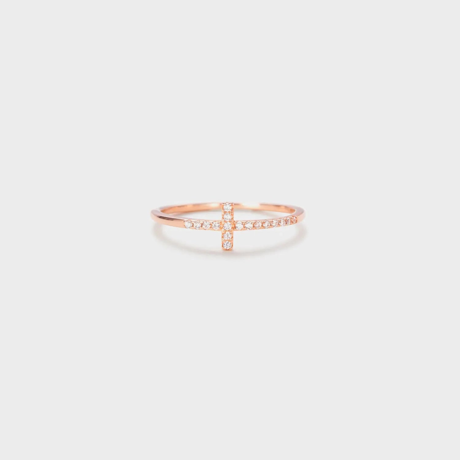 Cross Inlaid Zircon 925 Sterling Silver Ring Rose Gold Rings - Tophatter Daily Deals