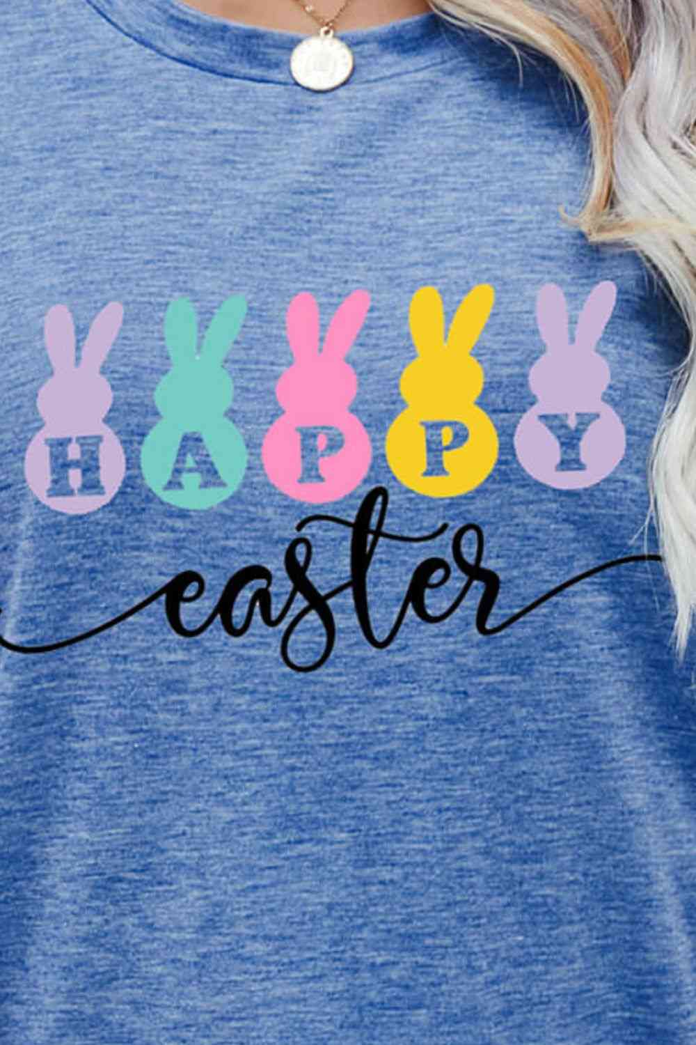 HAPPY EASTER Graphic Round Neck T-Shirt Women's T-Shirts - Tophatter Daily Deals