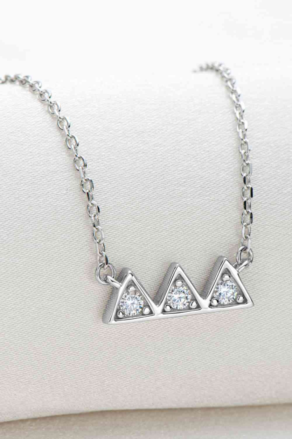 Moissanite Triangle Platinum-Plated Necklace Silver One Size Moissanite - Tophatter Daily Deals