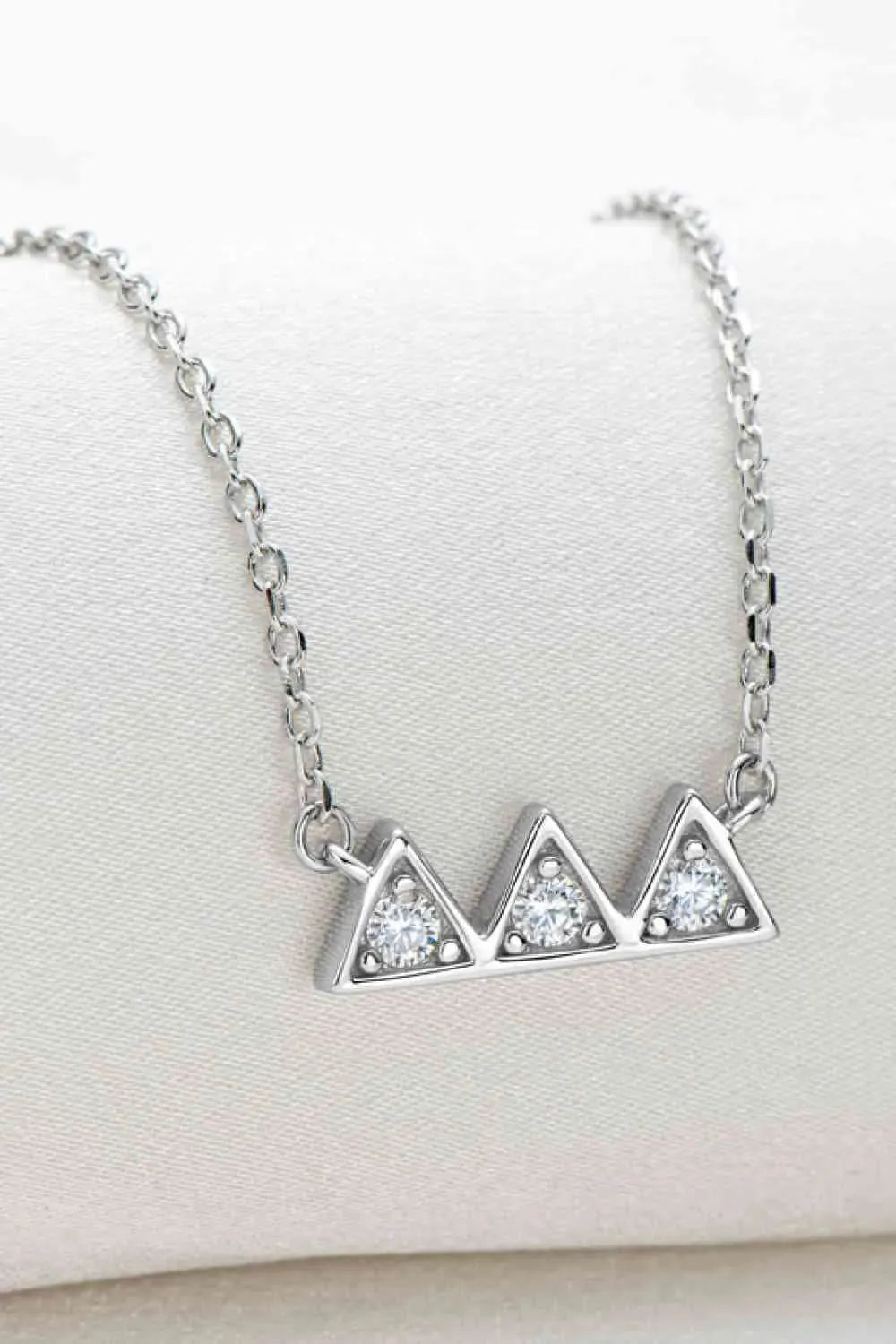 Moissanite Triangle Platinum-Plated Necklace Silver One Size Moissanite - Tophatter Daily Deals