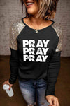 PRAY Graphic Sequin T-Shirt Black Women's T-Shirts - Tophatter Daily Deals