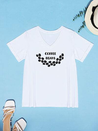 COFFEE BEANS V-Neck Short Sleeve T-Shirt Women's T-Shirts - Tophatter Daily Deals