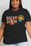 Simply Love Full Size SUMMER VIBES Graphic Cotton Tee Women's T-Shirts - Tophatter Daily Deals