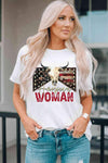 AMERICAN WOMAN Graphic Round Neck Tee White Women's T-Shirts - Tophatter Daily Deals