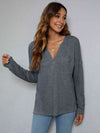 Dropped Shoulder High-Low Waffle-Knit Top Blouses - Tophatter Daily Deals