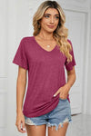 V-Neck Short Sleeve T-Shirt Cerise Women's T-Shirts - Tophatter Daily Deals