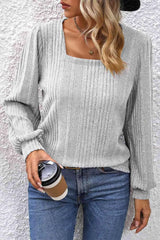 Square Neck Puff Sleeve Blouse Blouses - Tophatter Daily Deals