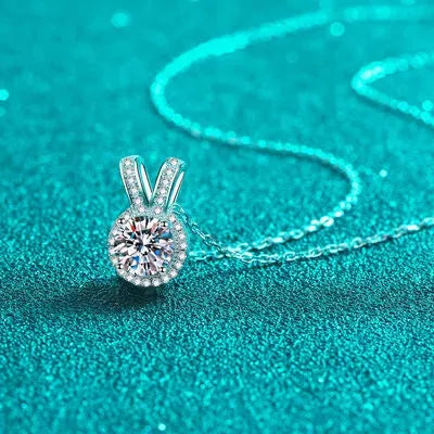 1 Carat Moissanite Rabbit Ears Shape Pendant Necklace Moissanite - Tophatter Daily Deals