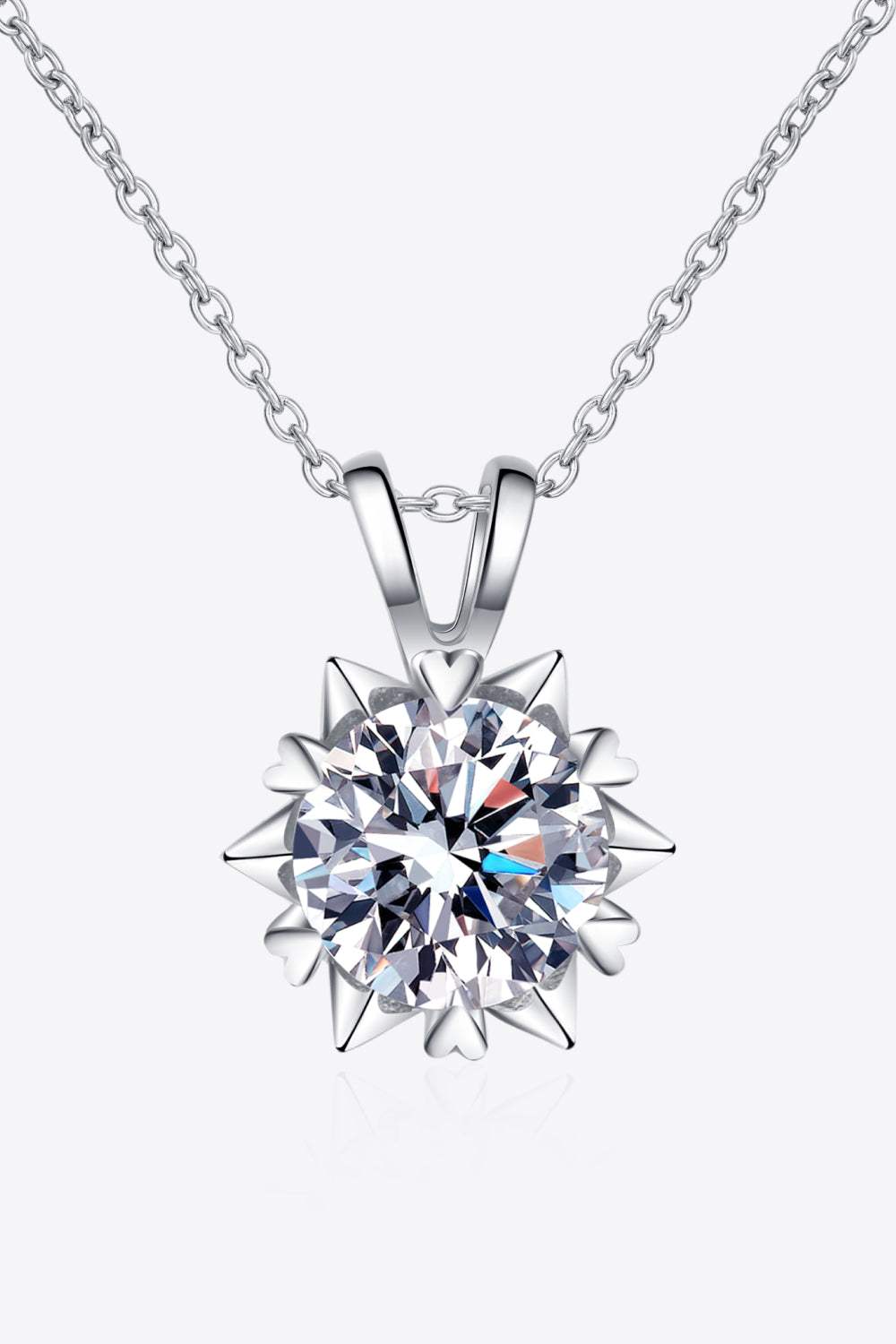 Learning To Love 925 Sterling Silver Moissanite Pendant Necklace Silver One Size Moissanite - Tophatter Daily Deals