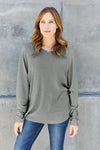 Double Take Full Size Round Neck Long Sleeve T-Shirt Women's T-Shirts - Tophatter Daily Deals