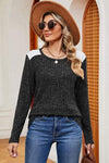 Eyelet Ribbed Round Neck Long Sleeve T-Shirt Women's T-Shirts - Tophatter Daily Deals