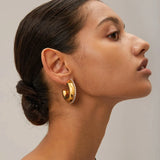 Zircon Stainless Steel C-Hoop Earrings Gold One Size Earrings - Tophatter Daily Deals