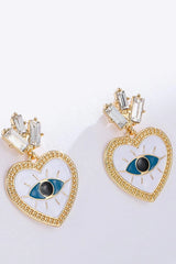 Evil Eye Heart-Shaped Drop Earrings Earrings - Tophatter Daily Deals