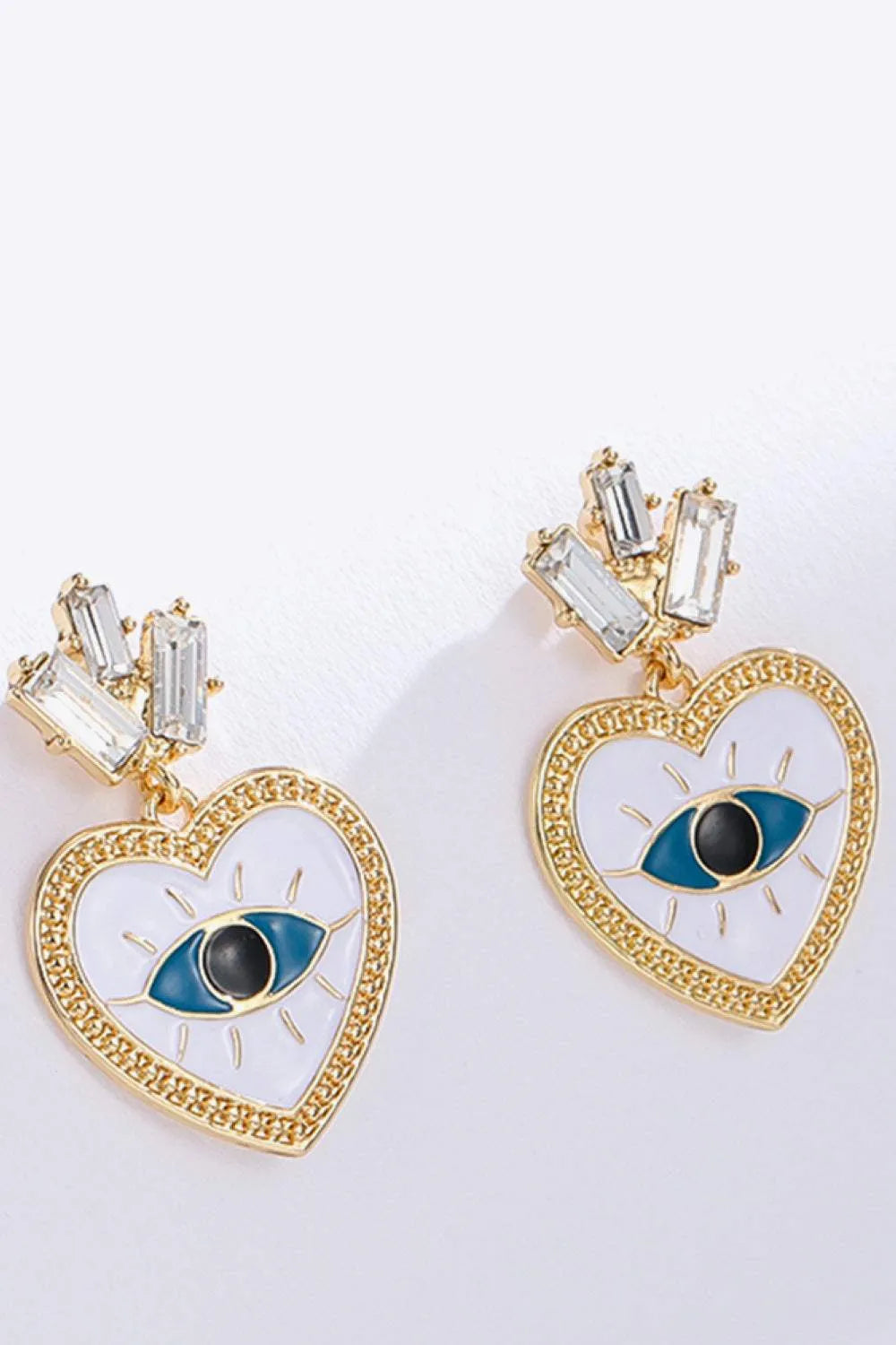 Evil Eye Heart-Shaped Drop Earrings Earrings - Tophatter Daily Deals