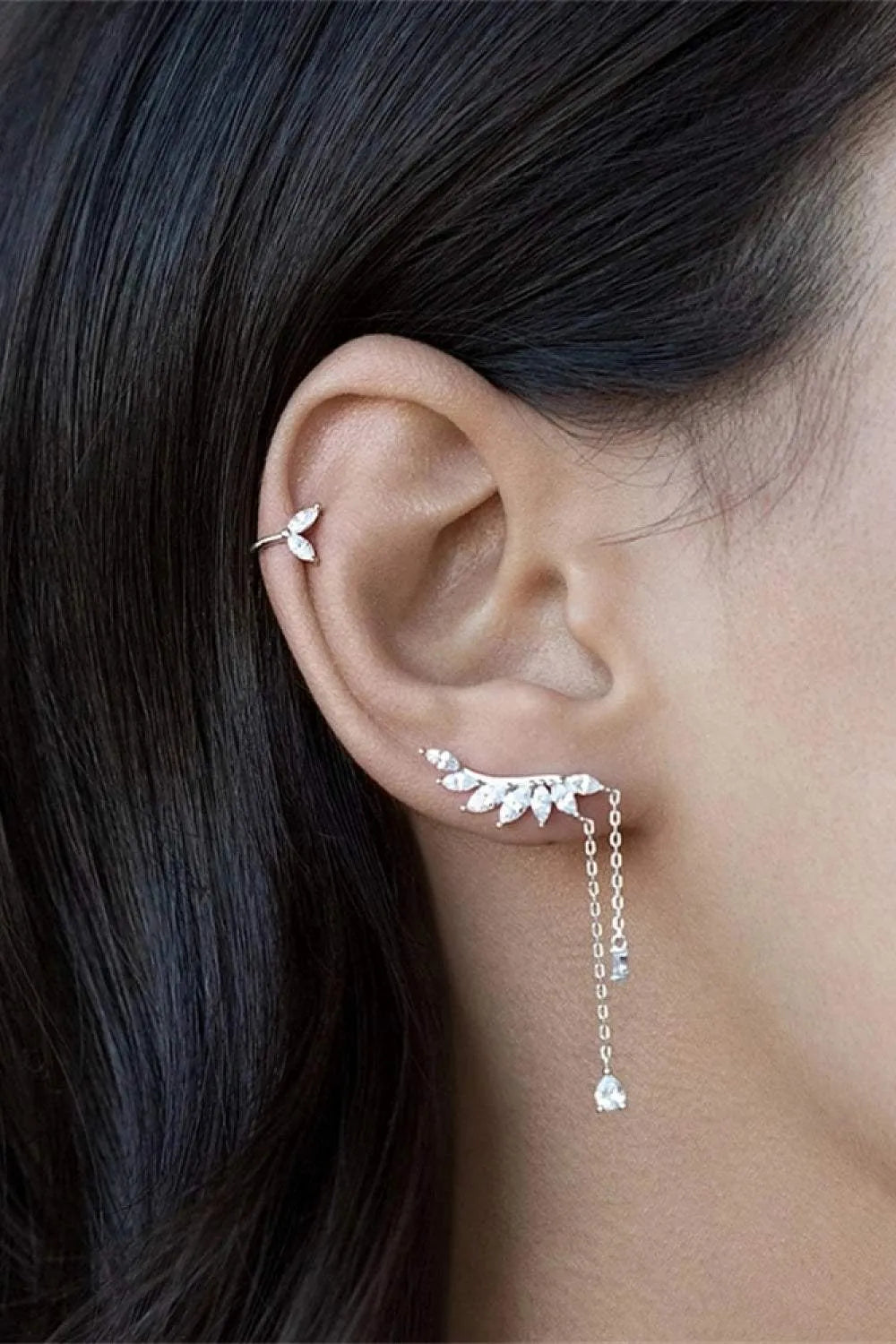 Platinum-Plated Crawl Earrings Earrings - Tophatter Daily Deals