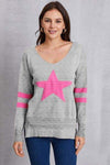 Star Scoop Neck Dropped Shoulder T-Shirt Heather Gray Women's T-Shirts - Tophatter Daily Deals